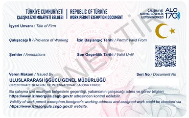 Muafiyet belgesi — arka
